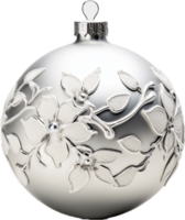 glänzend Silber Weihnachten Ball png mit ai generiert.