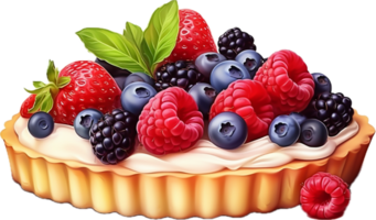 Sweet tart with berries png with AI generated.