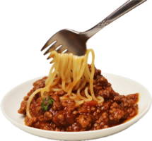 spaghetti met saus bolognese PNG met ai gegenereerd.