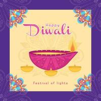 diwali póster tradicional indio celebracion vector