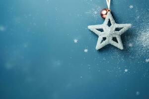 azul Navidad decoración con adornos en el forma de un estrella. generativo ai foto