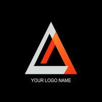 triangular logo in orange and white colors on a black background. vector