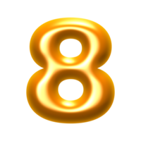 Golden 3D numbers PNG file