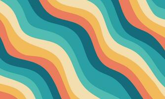 Retro groovy colorful wavy pattern background vector