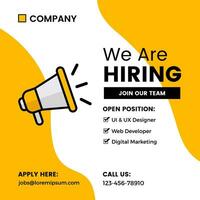 We are hiring job vacancy social media post banner design vector