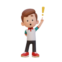 3D cute kid got an idea png