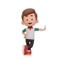 3d enfant personnage pose sur transparent mur png