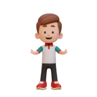 3D kid character in talking and explaining pose png