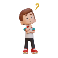 3D cute kid thinking clueless png