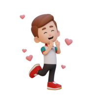 3D cute kid character in love png