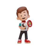 3D cute kid Character Holding a Megaphone png