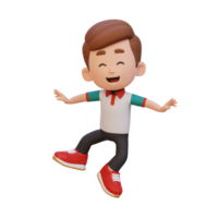 3D cute boy in jumping pose png