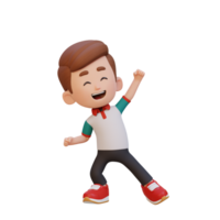 3D cute boy in happy pose png