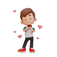 3D cute kid character in love png