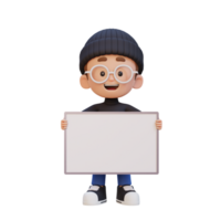 3d enfant personnage en portant une Vide placard png