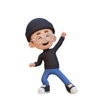 3D cute boy in happy pose png