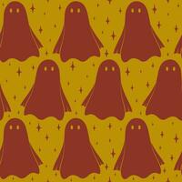 Seamless pattern vector Halloween ghost illustration. Orange background for fabric and print.