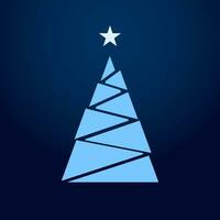 Greeting card with a minimalist Christmas theme in a geometric style with blue color vector