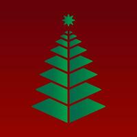 minimalist Christmas tree poster with green color and red background vector