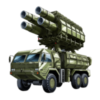 Self-propelled Anti - aircraft air defense system. Land military equipment. Colorful PNG illustration isolated. AI-Generated