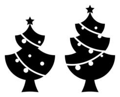 christmas tree illustration, simple flat style vector isolated on white background.