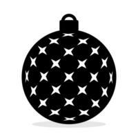 christmas ball icon. black silhouette vector isolated on white background. winter decoration design, christmas tree and new year.