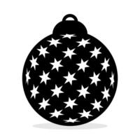 christmas ball icon. black silhouette vector isolated on white background. winter decoration design, christmas tree and new year.