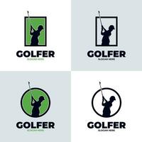 Child golf player logo design template vector