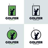 niño golf jugador logo diseño modelo vector