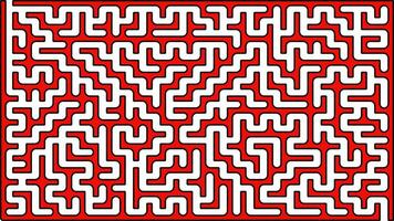 Red maze puzzle with one entrance one  exit, vector illustration,labyrinth puzzle game for kid.