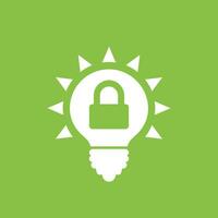 patent vector icon with light bulb and lock