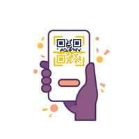 QR code scan icon with a phone, vector