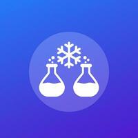 endothermic chemical reaction icon with test tubes vector