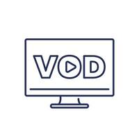vod, icono de vector de línea de video a pedido