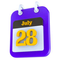 July calendar 3D day 28 png