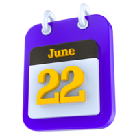 June calendar 3D day 22 png