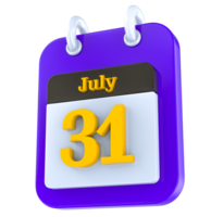 julio calendario 3d día 31 png