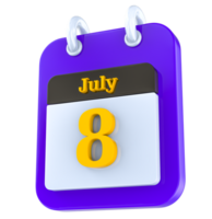 July calendar 3D day 8 png