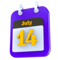 July calendar 3D day 14 png