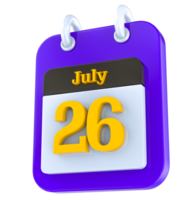 July calendar 3D day 26 png