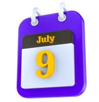 July calendar 3D day 9 png