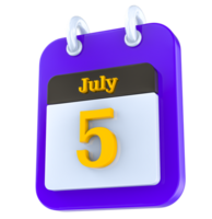 Julho calendário 3d dia 5 png