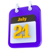 July calendar 3D day 21 png