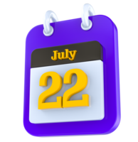 July calendar 3D day 22 png