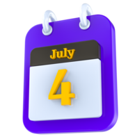 July calendar 3D day 4 png