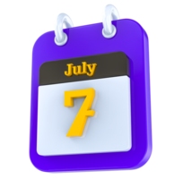 July calendar 3D day 7 png