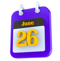 June calendar 3D day 26 png