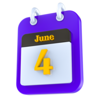 June calendar 3D day 4 png