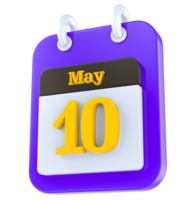 mayo calendario 3d día 10 png