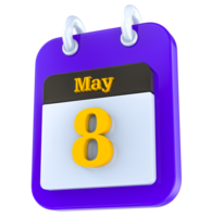 mayo calendario 3d día 8 png